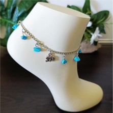 BijuStore Turkuaz Doğal Taş - Fil - Uğur - Şans Kadın Halhal