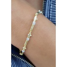 Ose Shop Zirkon Taş Detaylı 925AYAR Gümüş Üzerine Altın Kaplama Luxury Tasarım Trend Bileklik
