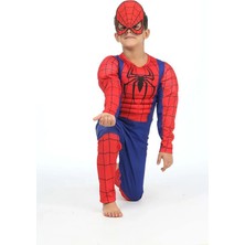 Sedirli Spiderman Kostümü Kaslı Çocuk Örümcek Adam Kaslı Kostümü Maskeli Parti Kıyafeti