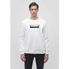 Mavi Mavi Logo Baskılı Ekru Sweatshirt 0S10203-70057