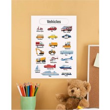 Vehicles-Araçlar Ingilizce Çocuk Eğitim Tekli Pvc Poster 30X42 cm