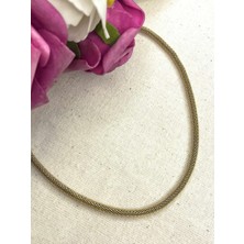 Hediyeci Market 316 L Hasır Halka Jessica Gold Paslanmaz Çelik Kolye - HMÇK-0015