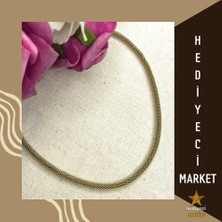 Hediyeci Market 316 L Hasır Halka Jessica Gold Paslanmaz Çelik Kolye - HMÇK-0015