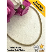 Hediyeci Market 316 L Hasır Halka Jessica Gold Paslanmaz Çelik Kolye - HMÇK-0015