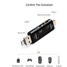 Daniska 5'i 1 Arada USB Tip C / USB / Mikro USB / Tf / Sd Hafıza Kartı Okuyucu Otg Adaptörü