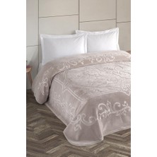 Kristal  Emboss Çift Kişilik Battaniye Cappucino