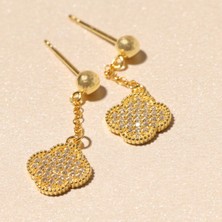 Eva Pırlanta Sallantılı Yonca Küpe 717055 Gold