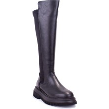 Dagoster DZA07-12531043 Siyah Günlük Streçli Düz Topuk Kadın Çizme