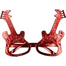 Kidspartim Parti Gözlük Plastik Camsız Gitar Şeklinde Kırmızı 14X6 cm