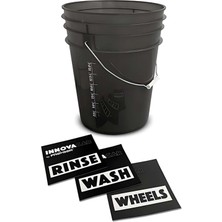 Innovacar Araç Yıkama Kovası Seti 20 Lt Siyah (Süzgeç + Vidalı Kapak) - Wash Bucket, Grit Guard