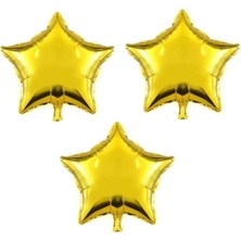 Parti Uzmanı Yıldız Folyo Balon 3 Adet Gold