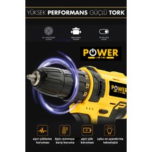 Power Black Germany 58VF 5 Ah Metal Şanzıman Çift Akülü Şarjlı Matkap 24 Parça Akülü Vidalama Set