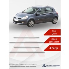 Renault Clio 3 Hb 5d Cam Çıtası 4 Parça 2006-2011 Krom Paslanmaz Çelik