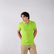BafacoTekstil Pamuklu Açık Yeşil Polo Yaka T-Shirt Erkek / Kadın