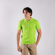 BafacoTekstil Pamuklu Açık Yeşil Polo Yaka T-Shirt Erkek / Kadın