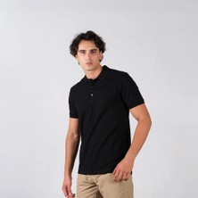 BafacoTekstil Pamuklu Siyah Polo Yaka T-Shirt Erkek / Kadın