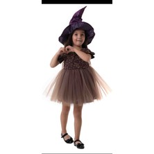 Saltare Kız Çocuk Cadı Elbise Halloween Brown Flowers Tutu Dress