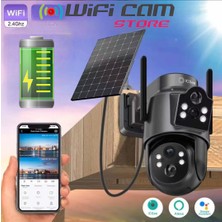 Wificam Çift Kameralı Wifi Solar Mini Ptz Kamera Icsee Xmeye Yazılım (Sim Kartlı Değildir)