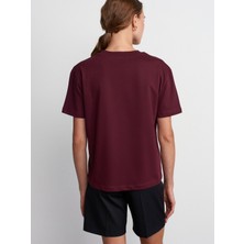 Dilvin 30312 Dekoratif Dikişli Bisiklet Yaka T-Shirt-Kahve