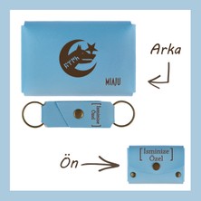 Miaju Açık Mavi, Bozkurt Ve Hilal Motifli, İsme Özel Cüzdan Ve Anahtarlık Set, Arkadaşa Unutulmaz Hediye