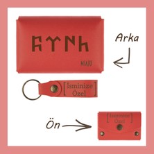 Miaju Nar Çiçeği, Göktürkçe Türk Yazılı, Ismine Özel Cüzdan Ve Anahtarlık Seti, Herkese Hediyelik Şık Anı