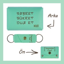 Miaju Açık Yeşil, Sabret, Şükret, Dua Et, Yazılı İsme Özel, Cüzdan Ve Anahtarlık Set, Kendine Hediyelik