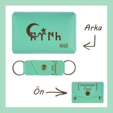 Miaju Açık Yeşil, Türk Ve Ayyıldız Desenli, Kişiye, İsme Özel Cüzdan Ve Anahtarlık Set, Arkadaşa Hediyelik