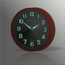 Mediterian Fosforlu gece görünüm kahve çerçeveli duvar saati, 22x20, modern stil