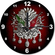 Mediterian 50 cm Osmanlı Tuğrası Desenli Dekoratif Duvar Saati, Beyaz, Antik Tarz