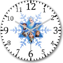 Mediterian Elsa Anna Snowflake Frozen Snowflake Bombeli Gercek Cam Duvar Saati
