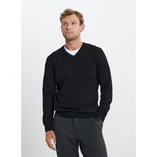 Altınyıldız Classics V Yaka Standart Siyah Erkek Kazak ACE492510016_TRIKO V Yaka