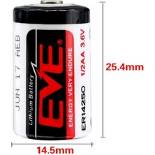 Eve ER14250 3.6V 1200MAH 1/2 Aa Lityum Kısa Pil