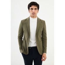 MCR Desenli Haki Slim Fit Torba Cep Mono Yaka Erkek Ceket