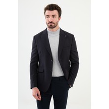 MCR Düz Lacivert Slim Fit Torba Cep Geniş Yaka Punto Dikiş Erkek Ceket
