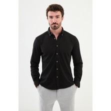 Desenli Siyah Slim Fit Erkek Gömlek