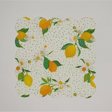 Deco Limon Puan Çiçek Desenli Dijital Baskılı Lazer Kesim Kokteyl Peçetesi