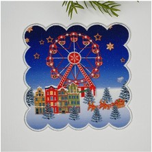 Deco Yılbaşı Lunapark Sulu Boya Desenli Dijital Baskılı Nakışlı Kokteyl Peçetesi