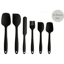 Afili Home 6 Parça Yanmaz Yapışmaz Silikon Kaşık- Spatula Seti, Silikon Pişirme Set, Silikon Spatula Seti