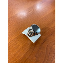 Firuze Gümüş Motifli Siyah Taşlı Gümüş Erkek Yüzük