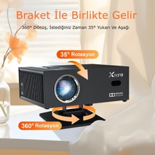 Xnano X6 1080P Full Hd LED Projeksiyon, 4K Desteği, Android, Wi-Fi, Bt 5.2, Otomatik Odaklama, 30000 Lümen Siyah