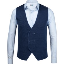 Çizgi Triko Erkek Düğmeli Spor / Regular Kalıp Triko Örme Kolsuz Yelek - 5013LS