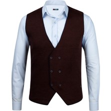 Çizgi Triko Erkek Düğmeli Spor / Regular Kalıp Triko Örme Kolsuz Yelek - 5013LS