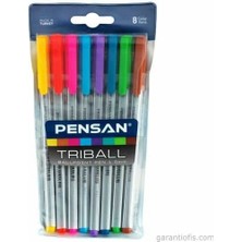 Pensan 1003 Triball Üçgen Gövdeli Tükenmez Kalem (8 Li Paket)