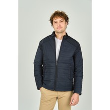 Lucas Erkek Dik Yaka Deri Biyeli Kapitone Mont 4706 Lacivert