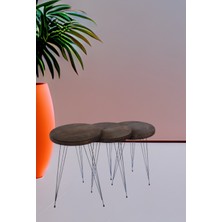 Iroko Home Doğal Ladin Ağacı Masif Ceviz Renk 3' lü Zigon Sehpa