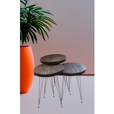 Iroko Home Doğal Ladin Ağacı Masif Ceviz Renk 3' lü Zigon Sehpa