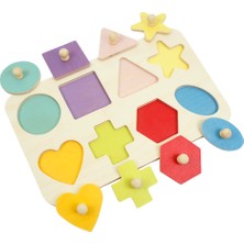 Toysilla Ahşap Tutmalı Geometrik Şekiller Içeren Eğitici Yapboz Oyuncak - T3014