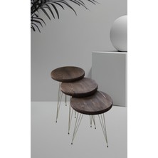 Iroko Home Doğal Ağaç Masif Ceviz Renk 3' lü Zigon Sehpa