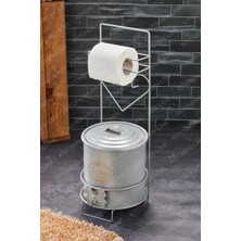 Kitchen Line Ferforje Standlı Çöp Kovalı Tuvalet Kağıtlığı Wc Lik Gri