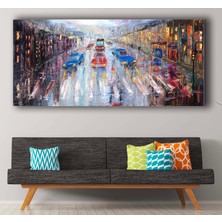 Bestablo Yağlı Boya Görünümlü Şehir Ve Trafik Kanvas Tablo, Ev Dekoru, Bestablo